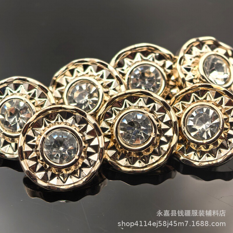 Round Rhinestone Plastic Buttons Gold Silver Electroplated High Button Shirt Knitted Cardigan Sweater Suit Buttons