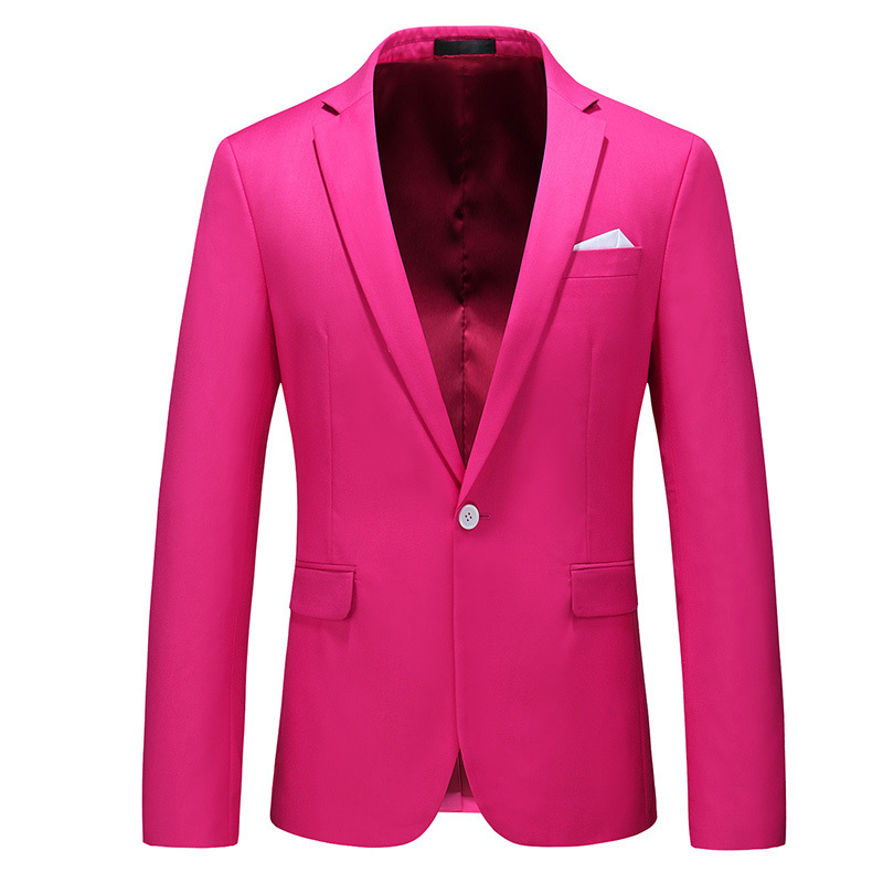 2023 men's large size single West 18 color solid color Foreign trade one-button cross-border slim suit men's Rose Red