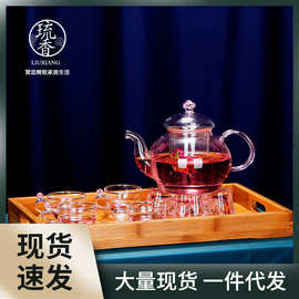 家用耐高温玻璃茶具套装花茶壶泡红茶器蜡烛加热茶杯英式下午茶壶