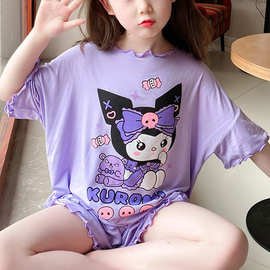 女童薄款库洛米儿童睡衣两件套女孩夏季空调服冰凉舒适家居服套装