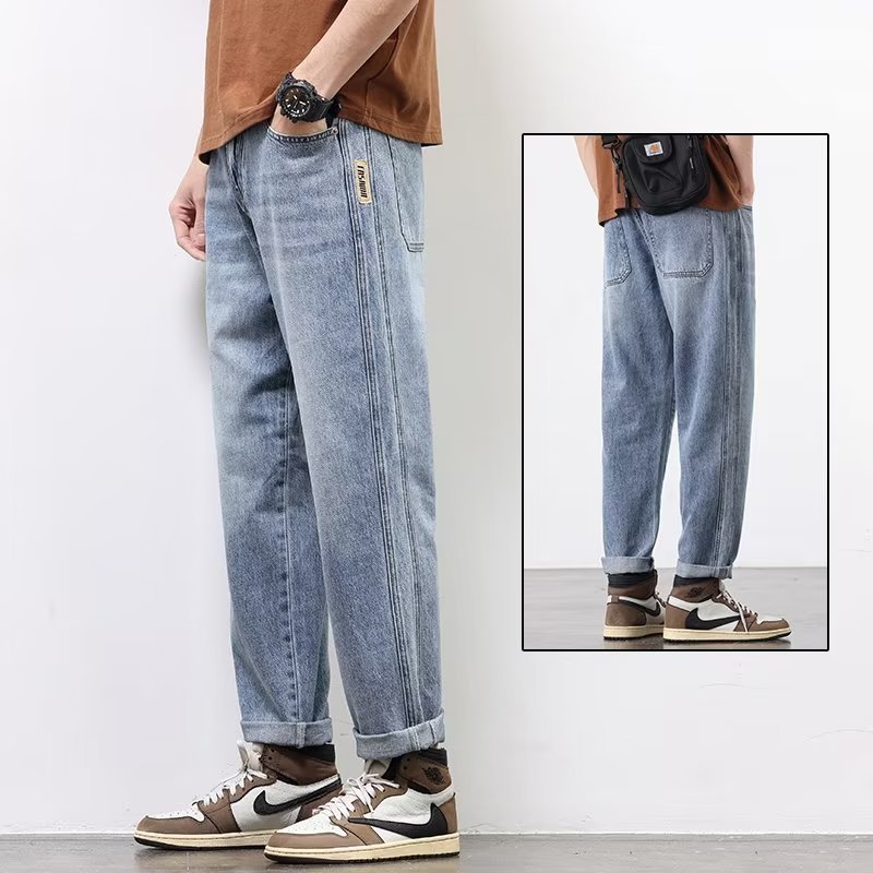 2024 primavera y otoño pantalones de estilo vibe americano ins High Street Street jeans pantalones casuales rectos sueltos para niños