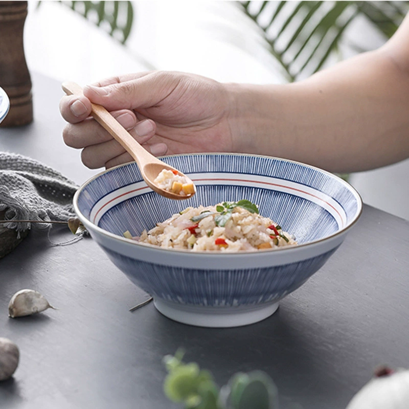Блюдо для udon 7.5 дюймов из Jingdezhen, подглазурная керамика, рамен в японском стиле, китайская миска для супов, салатная миска
