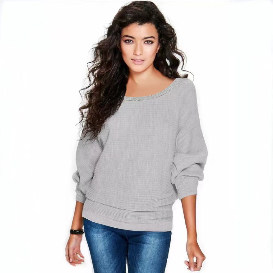 European and American Explosions Women's Wish AliExpress Hot Spring Autumn Winter Three Seasons New Fashion Loose Bat Sleeve Knitted Wool