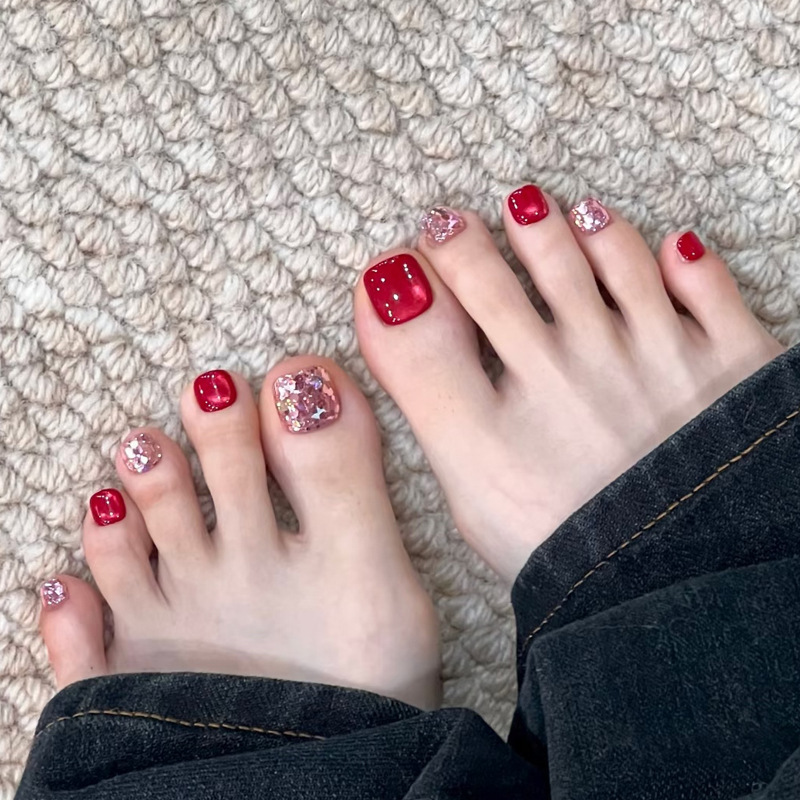 Jz-225 Summer Red Pink Glitter Colorful Nail Tips Wholesale Removable Waterproof Nail Stickers Jz-225 Summer Red Pink Glitter Colorful Nail Tips Wholesale Removable Waterproof Nail Stickers