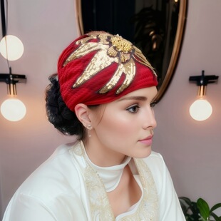 Sunflower Patchwork Turban New Trendy Headscarf Sequin Lace Hat for Mothers to Cover Gray Hair Breathable Hat