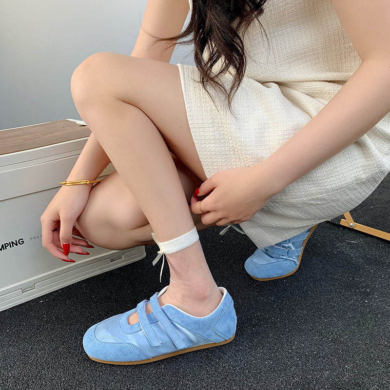 レトロワンラインベルト女性用道徳トレーニングシューズ 2025 春夏新ニッチデザインベルクロファッション多用途メリージェーンシューズ|undefined