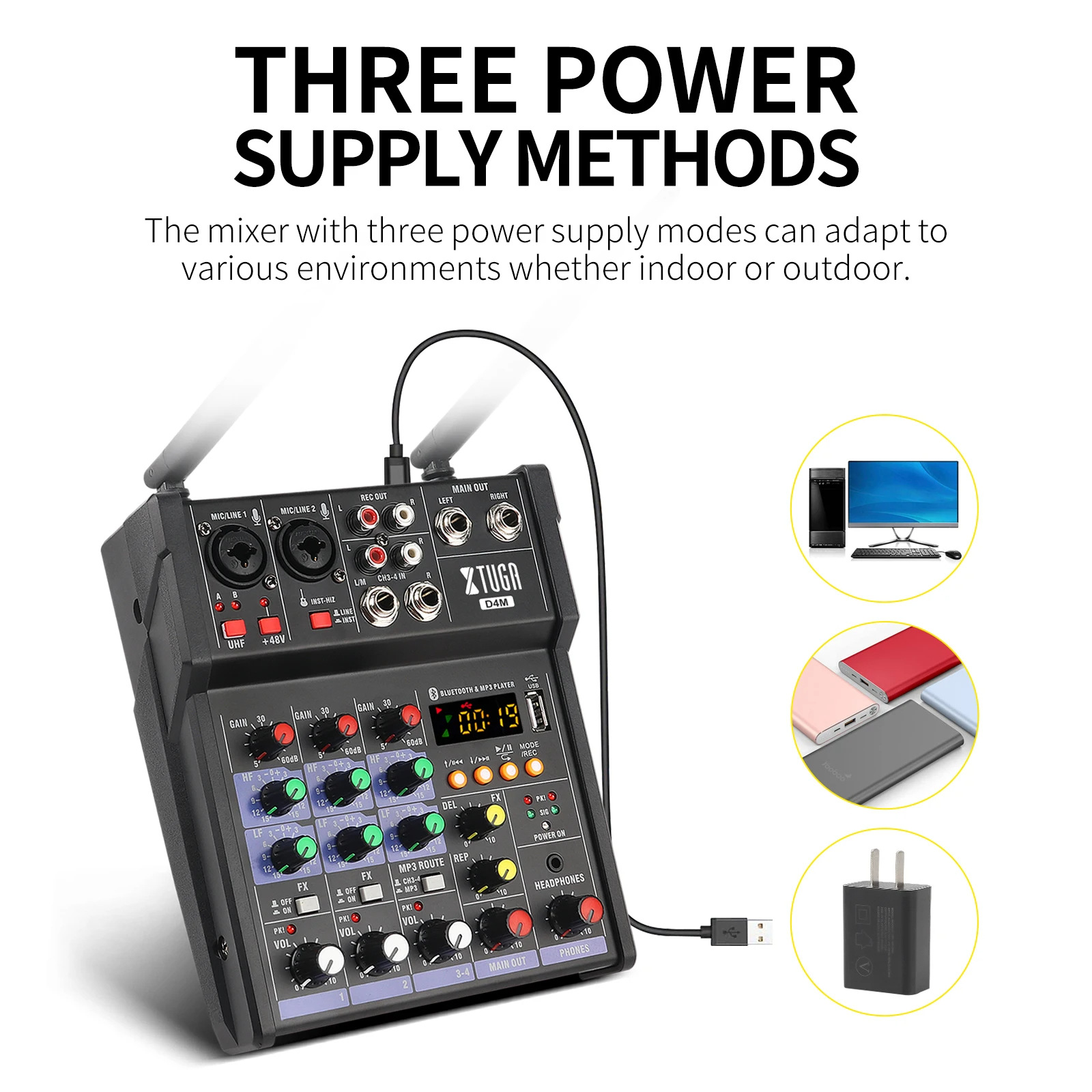 UHF doble canal micrófono inalámbrico micrófono de mano KTV casa mezclador de audio conjunto de mezclador