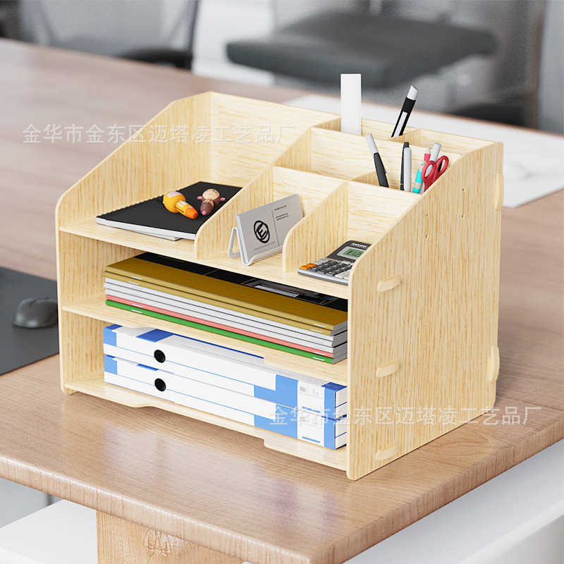 Estante de archivos de escritorio A4 Estante de archivos de madera Estante de archivos de oficina Estante de archivos multicapa Estante de almacenamiento multicámara
