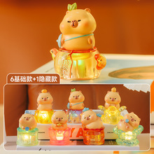潮玩可爱树脂豚个好运巴盲盒萌宠豚鼠发光摆件小装饰品厂家代发