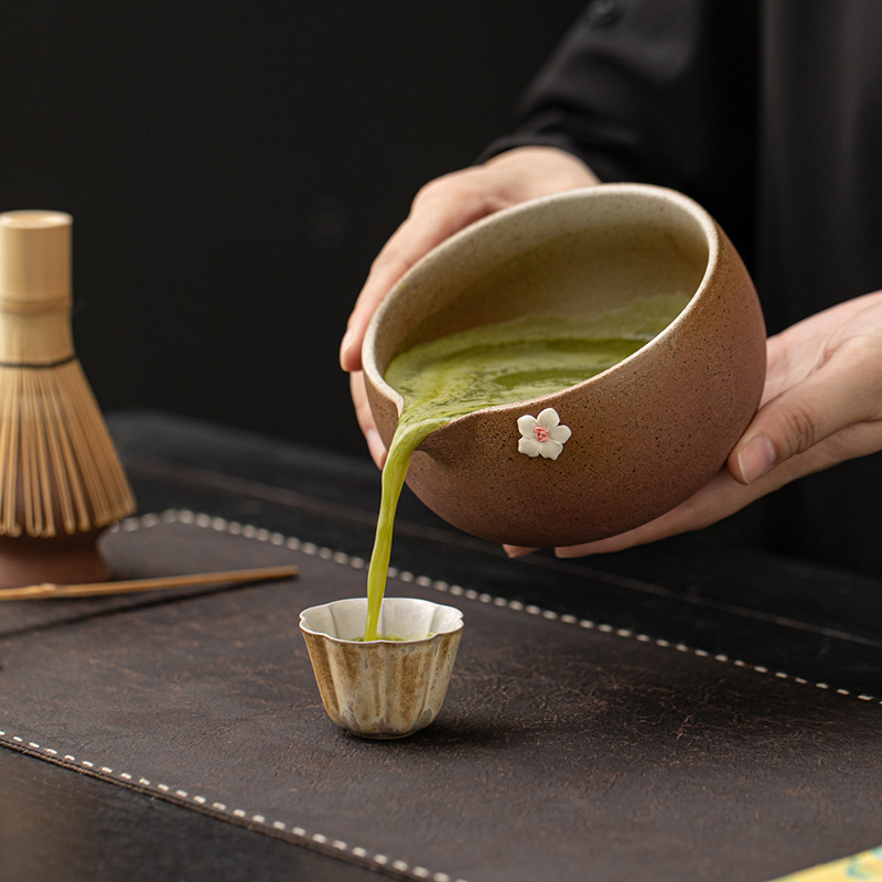 粗陶抹茶套装八件套陶瓷茶道茶筅立抹茶碗百本立复古仿宋点茶工具|undefined