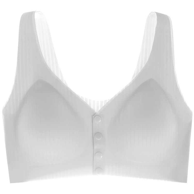 Ropa interior de la madre sujetador de hebilla frontal delgada de verano para mujer sujetador de seda de hielo inalámbrico de mujer talla grande sujetador de chaleco de mediana edad y edad avanzada