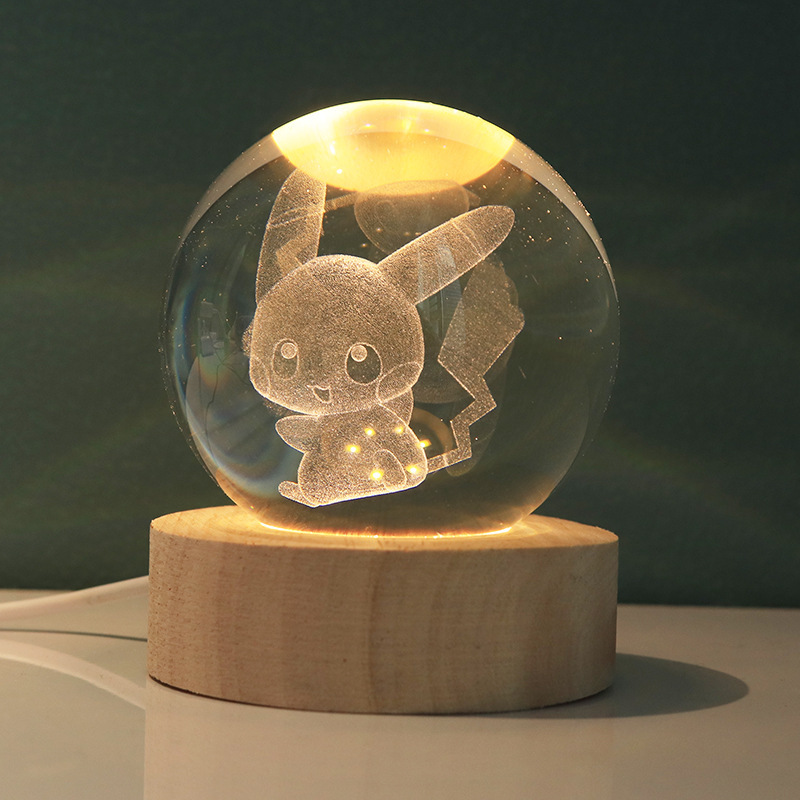 Lámpara decorativa 3D con bola de cristal – figura luminosa de Stitch, regalo creativo y luz nocturna
