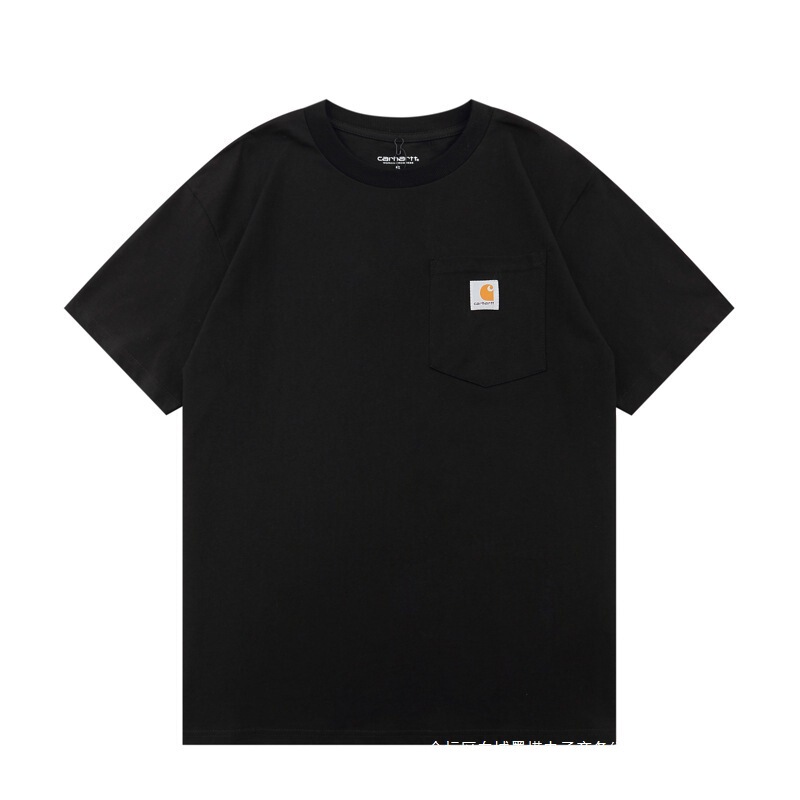 Cross-Border Carhartt K87 Small Label Solid Color Workwear Pocket Short Sleeve Unisex Trendy Brand Loose Round Neck White Black