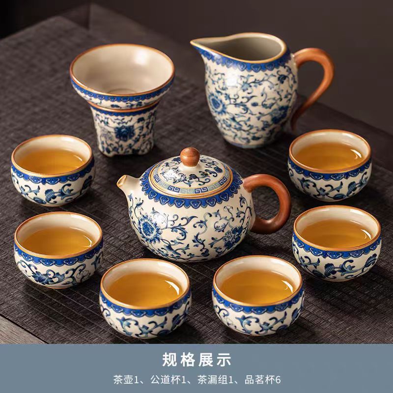 Alta calidad Nuevo 2024 nuevo arroz verde huangru horno kung fu conjunto de té doméstico ligero de lujo de alta calidad cerámica china tetera taza de té