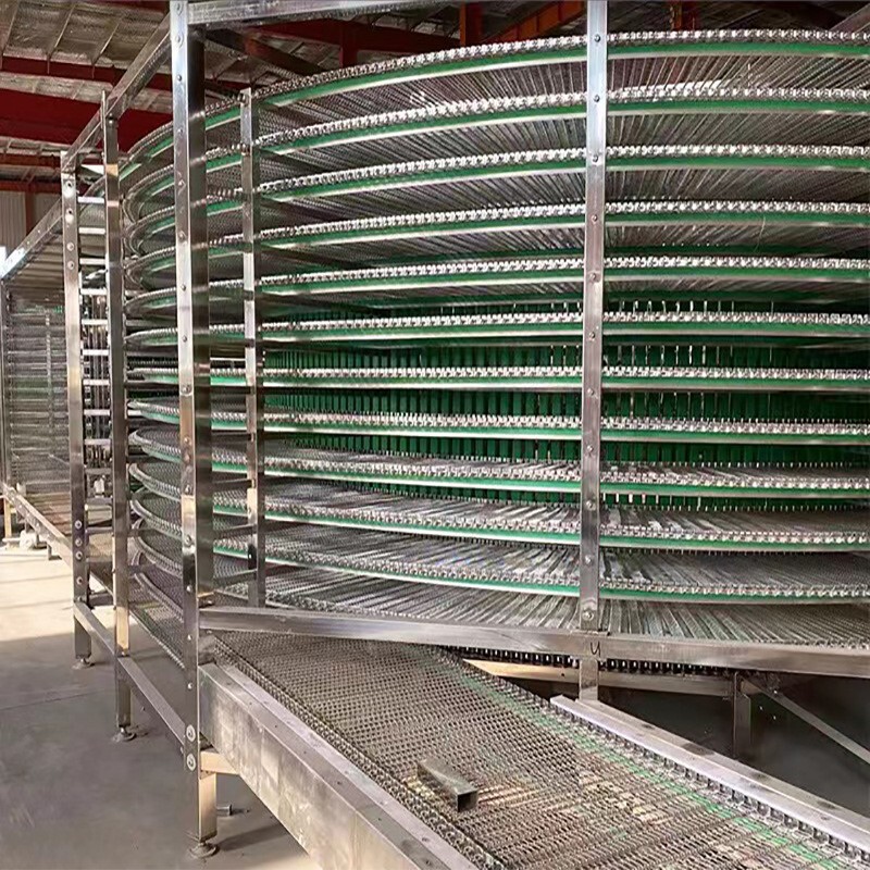 Customized spiral conveyor tower, 304 stainless steel bread cooling conveyor tower, multi-layer mesh belt food conveyor tower Customized spiral conveyor tower, 304 stainless steel bread cooling conveyor tower, multi-layer mesh belt food conveyor tower