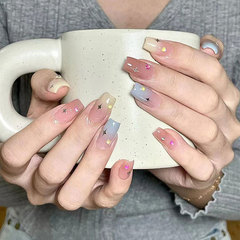 弋弋舞 冰透漸變腮紅穿戴甲泡泡甜美新款多巴胺星星純欲風美甲貼