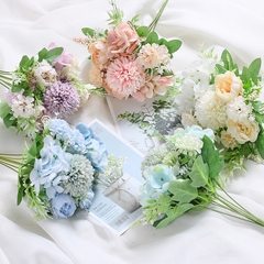 仿真花假花塑料花小花束玫瑰婚礼客厅餐桌摆件摆设绢花摆放牡丹花