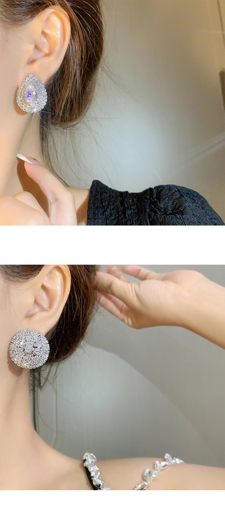 Retro full diamond long tassel earrings for women in Europe and America, exaggerated temperament, earrings, high-end feeling, light luxury earrings_voghion.com