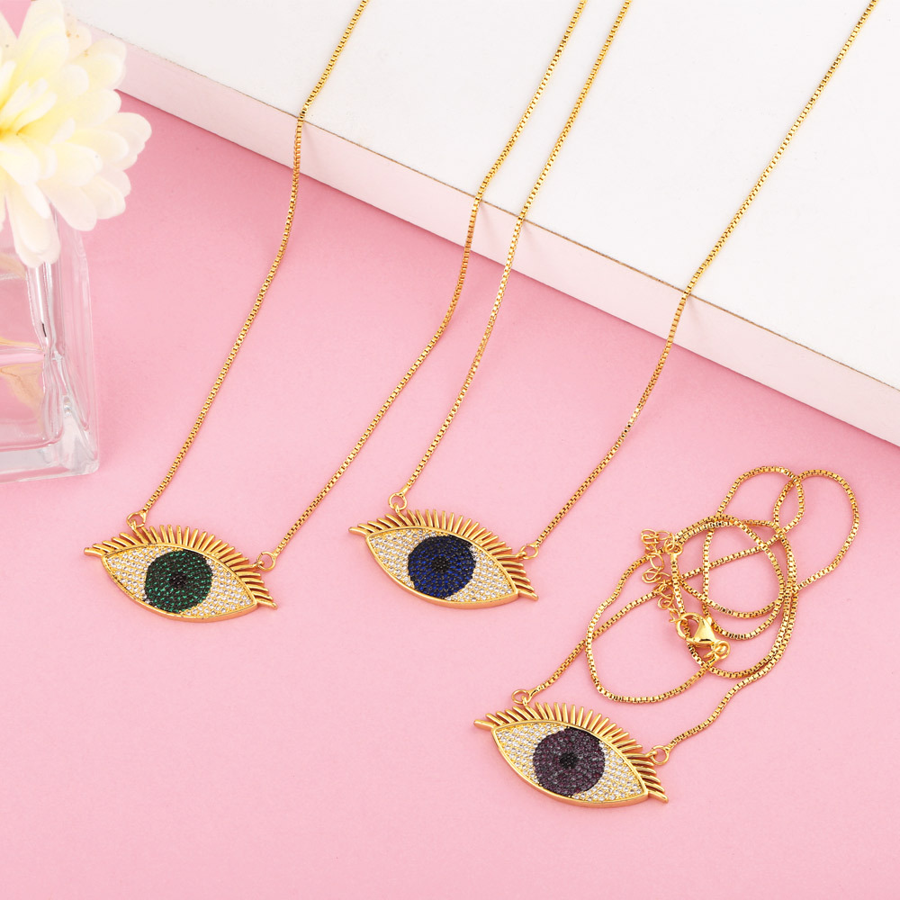 European and American fashion exaggerated devilu0027s eye necklace stainless steel necklace