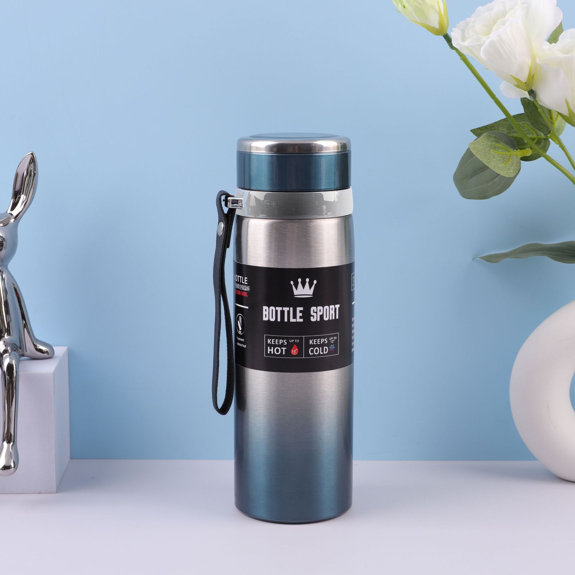 Transfronterizo 316 taza de vacío de acero inoxidable de gran capacidad al aire libre portátil deportes hervidor de agua taza de regalo de negocios con cuerda