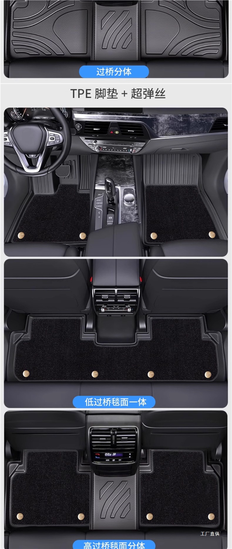 Five Blessings Golden Ox Carbon Fiber Pattern Tpe Car Floor Mats for Audi, Aito M7, Li Auto L7, Buick Gl8, Lanzheng, Denza, and Peihui