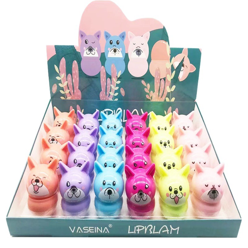 Nuevo Comercio exterior transfronterizo macaron color de dibujos animados para niños hidratante bálsamo labial incoloro bálsamo labial en stock