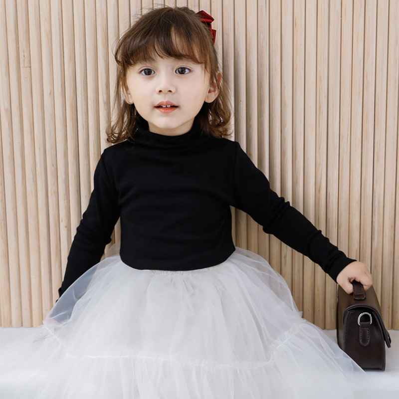 Camisa de fondo cálido con cuello medio alto para niños del sudeste asiático, niños y niñas engrosados con cuello alto y terciopelo, ropa de otoño para padres e hijos