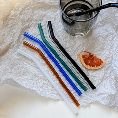 Colored glass straws High borosilicate transparent glass tubes Heat-resistant creative lip protection colored juice straws