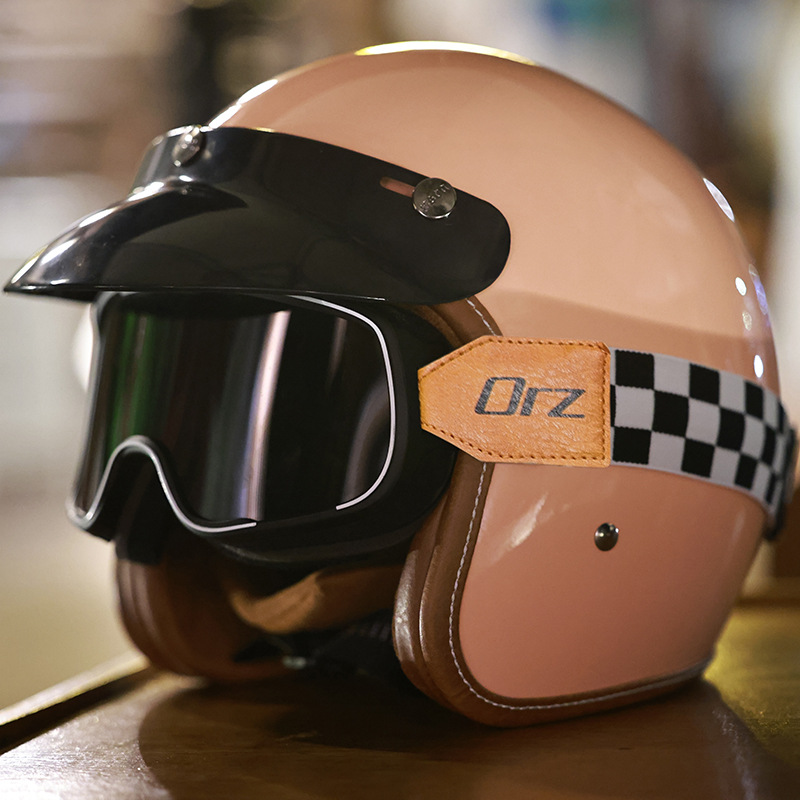 ORZ casco de motocicleta retro hombres y mujeres medio casco de motocicleta gorra 3/4 casco flash 300 3C certificación