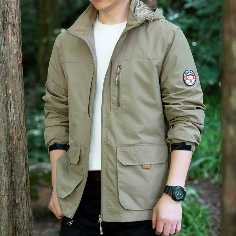 Модная модная куртка для мужчин весна и осень на открытом воздухе с капюшоном плюс размер куртка повседневная дикая куртка с капюшоном