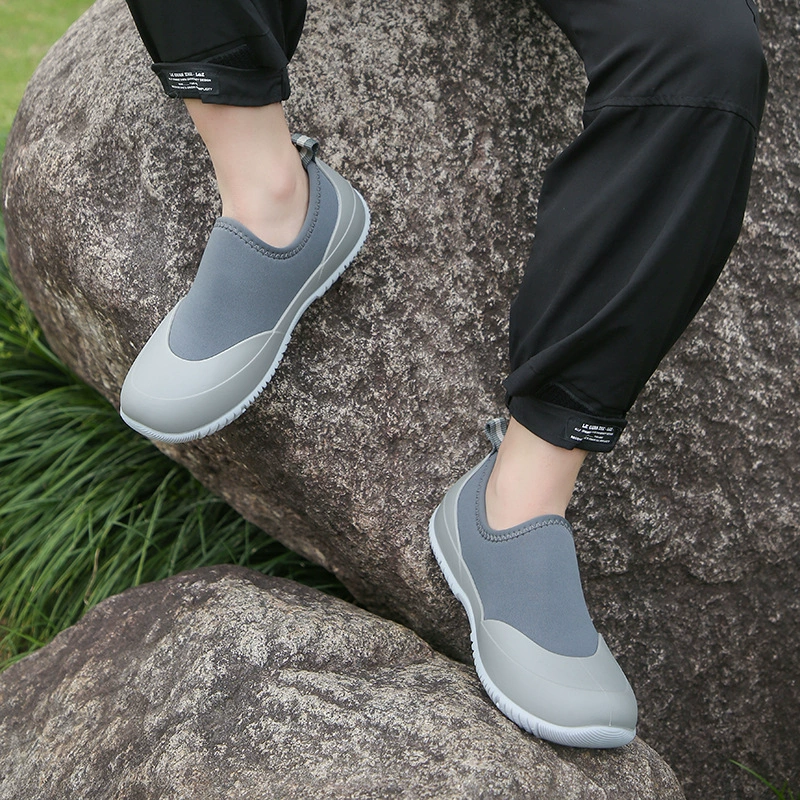 Мужские водонепроницаемые резиновые сапоги, модные легкие нескользящие резиновые сапоги с низким вырезом, уличные резиновые сапоги, обувь для рыбалки, пляжная обувь