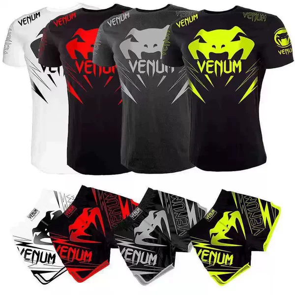 Sanda training suit Venom UFC men's boxing tight-fitting quick-dry shirt Muay Thai combat short-sleeve shorts gym fighting apparel