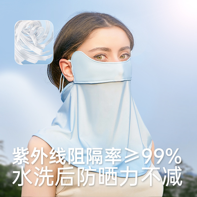 Protective Neck Sunscreen Mask for Women - High-Beauty, Ice-Silk Eye-Friendly Full Face UV Shielding Ventilated Driving Mask