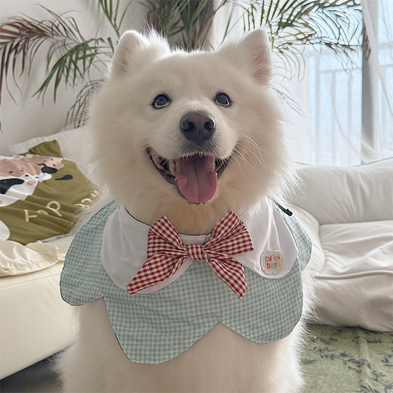 新款2025宠物狗狗花瓣口水围兜宠物狗大型犬萨摩边牧可爱围脖饰品|undefined