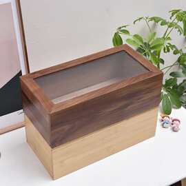亚克力盖结婚伴手礼盒首饰整理木盒子木质收纳盒 抽拉式储物木盒