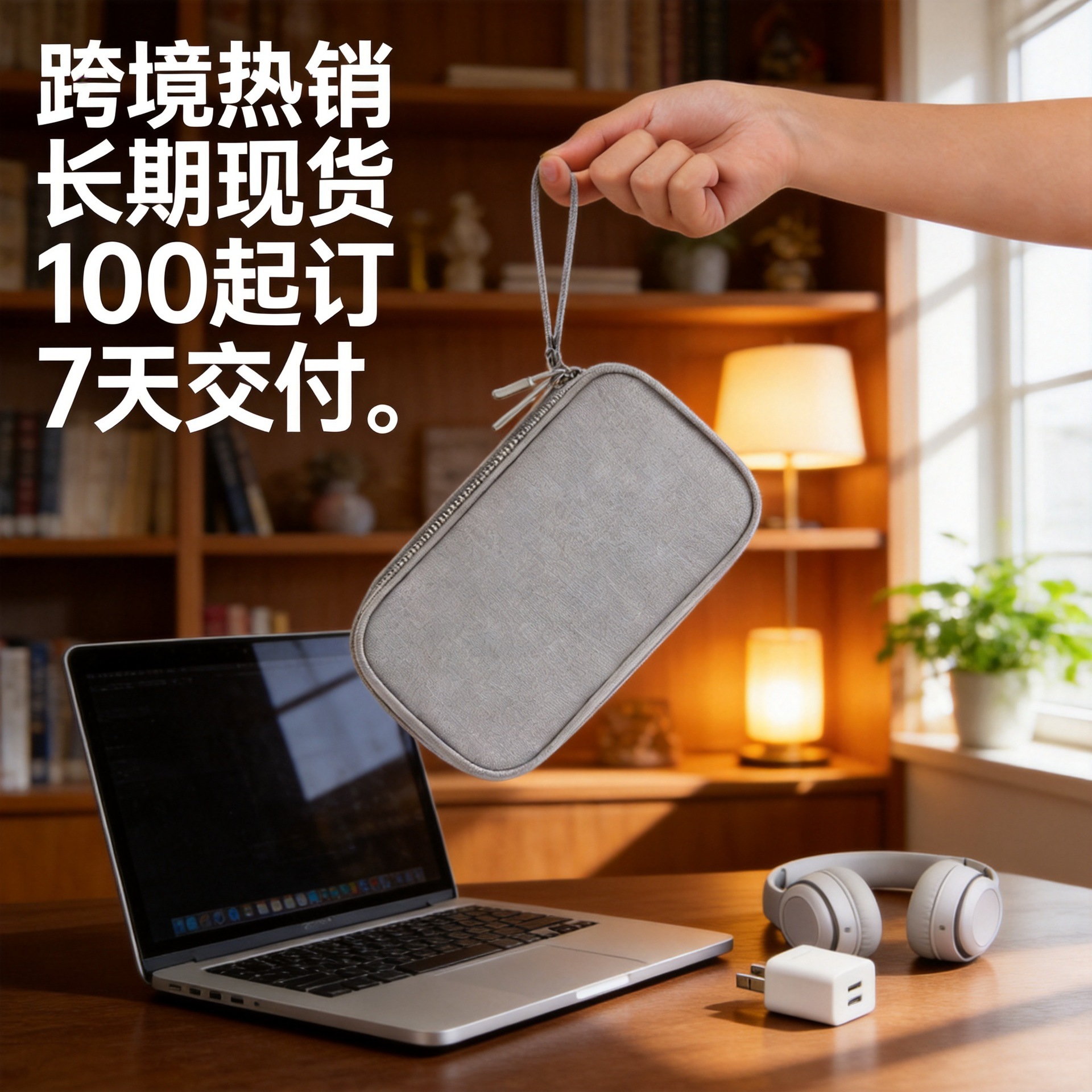 Digital storage bag, data cable organizer, desktop storage bag, simple mobile phone storage bag, lightweight, custom-made for Amazon