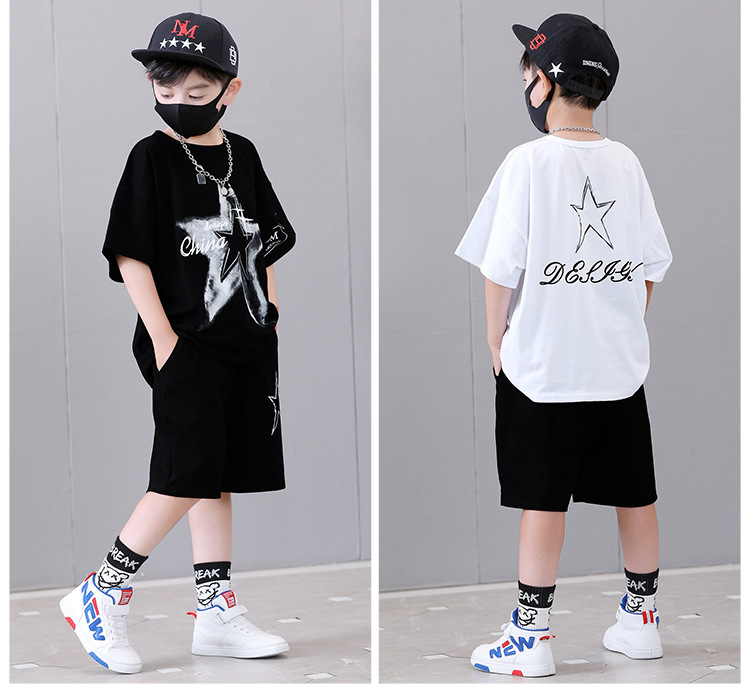 Completo da ragazzo 2023 nuovi pantaloncini estivi a maniche corte per bambini, popolari su Internet e alla moda per le strade durante lo sport_voghion.com