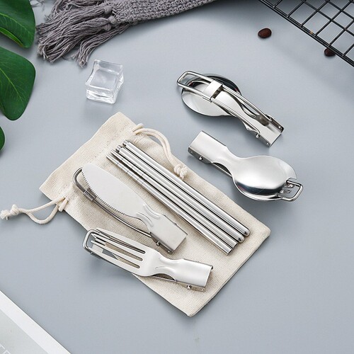 304-folding tableware set salad spoon fork chopsticks, foldable spoon outdoor picnic travel portable foldable