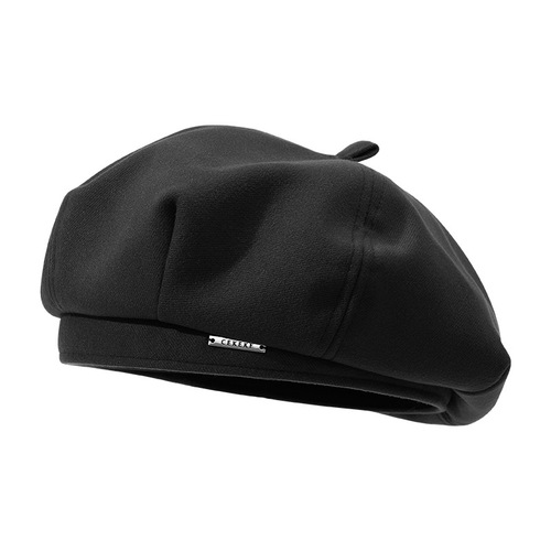 Korean style autumn and winter woolen metal beret hat for women, octagonal hat, big head circumference, small face, fashionable literary painter hat