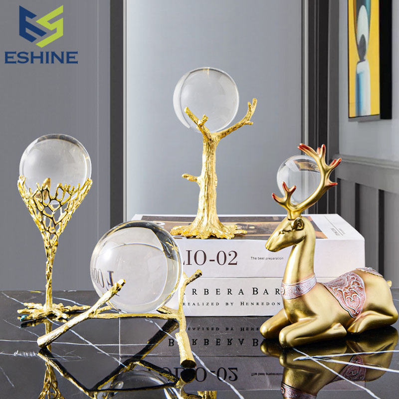 轻奢现代金属水晶球工艺品格调家居装饰品摆件客厅电视柜铁艺摆设