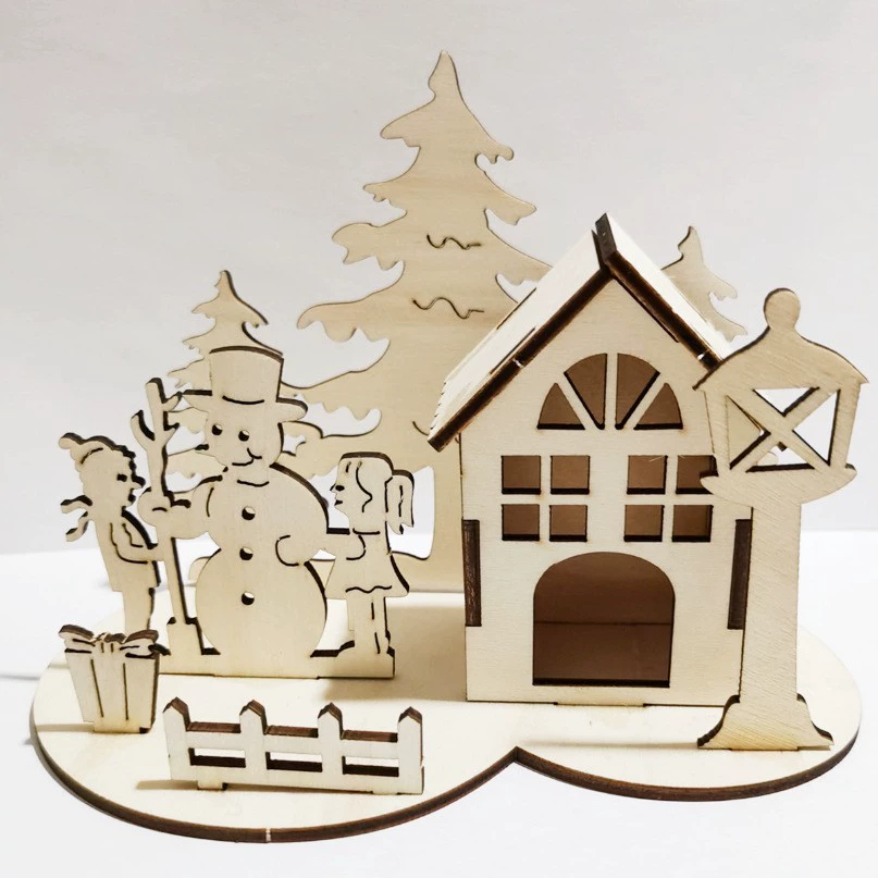 Новые рождественские украшения: деревянный домик для раскрашивания своими руками, креативные деревянные игрушки-домики оптом