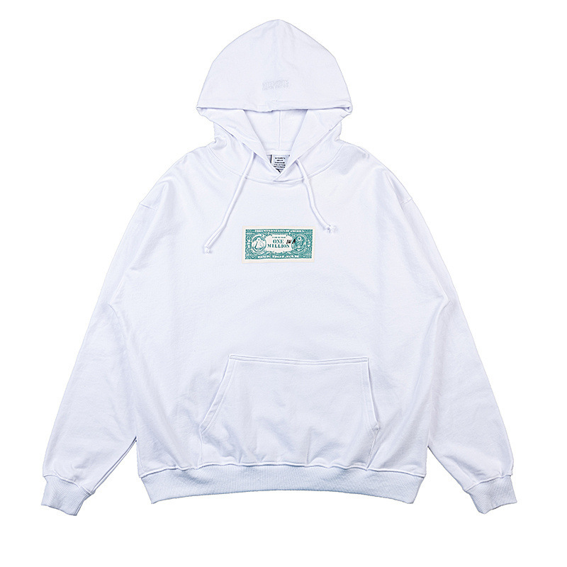 Women's Clothing lucky letter printed washed and distressed long sleeved hooded sweatshirt _voghion.com