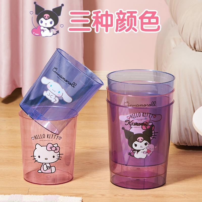 Genuine Sanrio Transparent Desktop Trash Can Kulomi Gui Dog Hello Kitty Storage Sundries Toy Barrel Trash