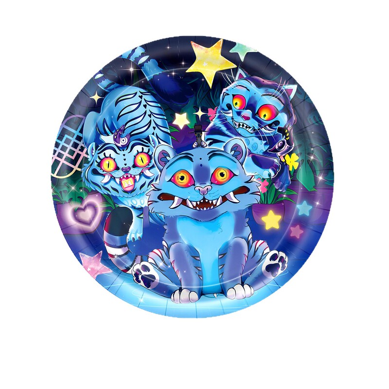 猎魔女团卡通宠物老虎derpy tiger生日派对纸盘纸杯桌布装饰横幅|undefined