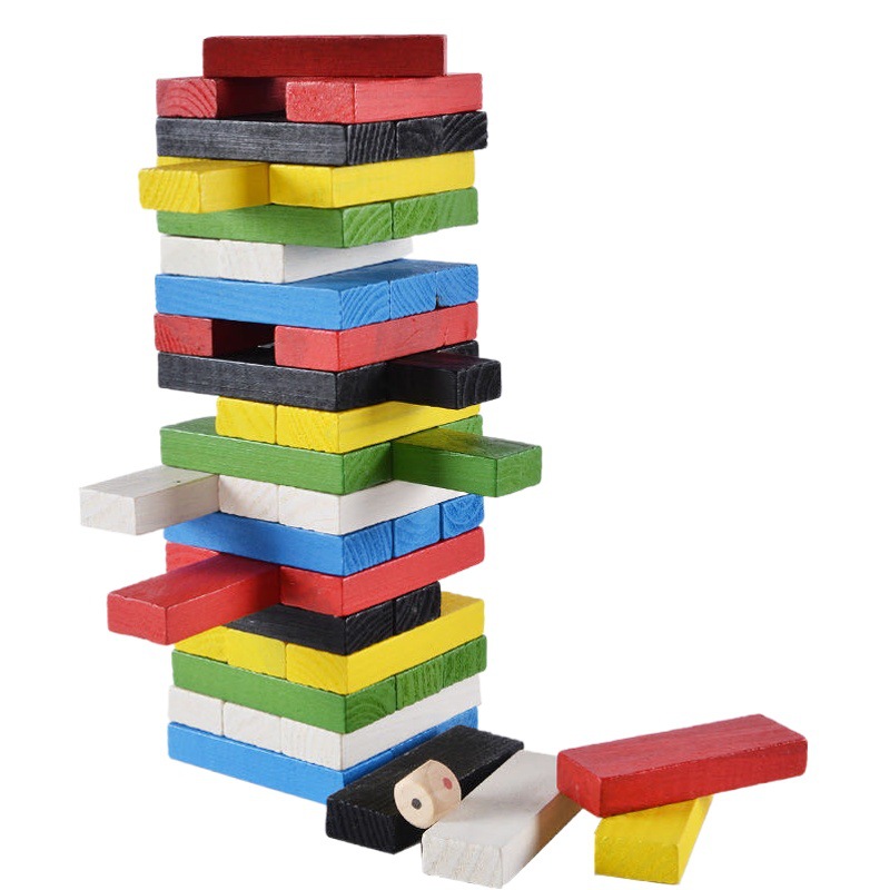 Madera maciza Jenga Le escritorio de ocio para padres e hijos números apilados bloques de construcción altos rompecabezas de madera para niños juguetes interactivos de educación temprana
