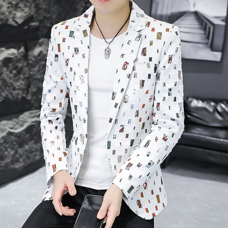 Cross-border supply [Special offer] Hancheng suit men's jacket gold version casual slim handsome single suit small suit white