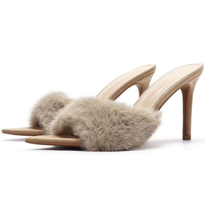 2026 Autumn/Winter New Style Non-Irritating Fur Shoes High Heel Slippers Pointed Toe Stiletto Comfortable Versatile Fashionable Premium Women's Shoes