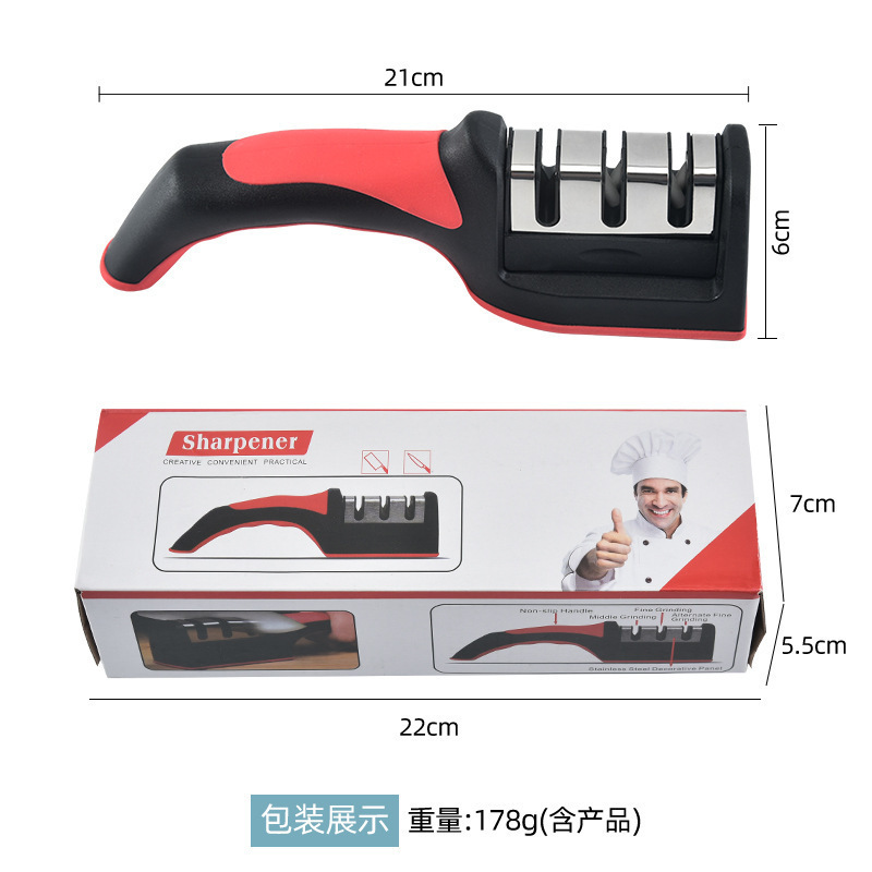 Afilador de cuchillos multifuncional – De acero inoxidable, manual, con 3 y 4 etapas para cocina doméstica