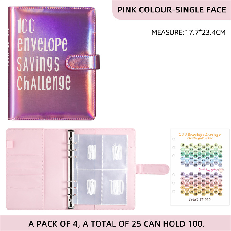 A5 colorido medio partido-rosa (cubierta con palabras) (película de tarjeta de impresión de pantalla 25 piezas (1-100)+ reloj de gradiente de color-en 1 pieza)