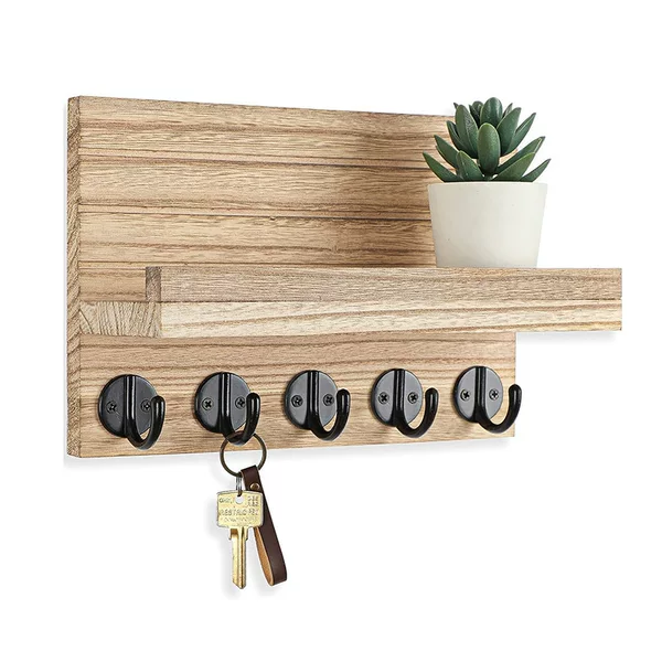 Wooden Key Rack Wall-mounted Key Hanger Wooden Mail Storage Rack Punch-free Storage Rack Letter Storage Rack